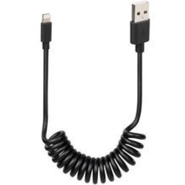 Кабель спіральний Usb Apple 8 Pin 100 см чорний марки Lampa