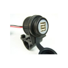 Зарядний пристрій Dual USB Touratech з кріпленням на кермі 22 мм / 25 мм 12/24V