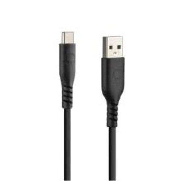Кабель USB A з виходом USB типу C Лампа 20 см силіконовий чорний