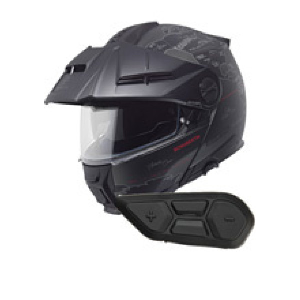Комплект: шолом з підборіддям Schuberth E2 Atlas чорний-сірий + спеціальний мотоциклетний інтерком Schuberth SC2