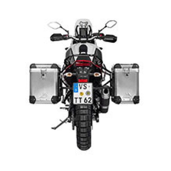 Комплект: бічні алюмінієві кофри сріблясті Zega Pro + чорні стійки Touratech Yamaha Tenere 700 / World Raid (38+45L)