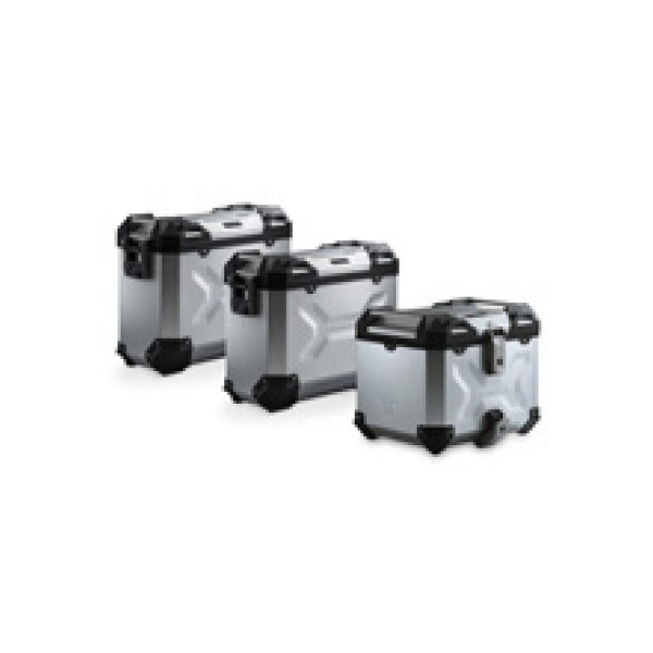 Комплект: бічні кофри 45/37L + центральний кофр 38L TRAX ADV+ кріплення SW-MOTECH для мотоцикла BMW R 1250 GS / Adventure (21-) сріблясті