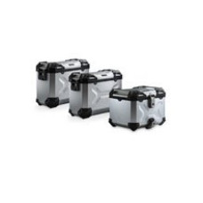 Комплект: бічні кофри 45/37L + центральний кофр 38L TRAX ADV+ кріплення SW-MOTECH для мотоцикла Moto Guzzi V85 TT (19-) сріблясті