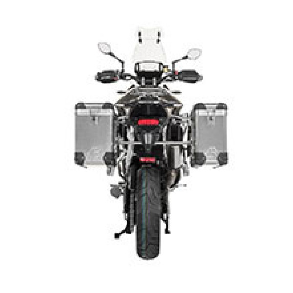 Комплект: бічні алюмінієві кофри срібні Zega Pro + срібні стійки Touratech для Triumph Tiger 900 Rally / Pro / GT / GT Pro (20-) (31+38L)