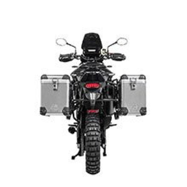 Комплект: бічні алюмінієві кофри срібні Zega Pro + чорні стійки Touratech для Triumph Tiger 900 Rally / Pro / GT / GT Pro (20-) (38+45L)