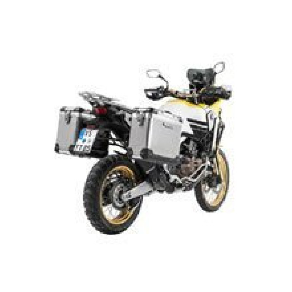Комплект: бічні алюмінієві кофри срібні Zega Pro + чорні стелажі Touratech для Honda CRF1000L Africa Twin (18-) / CRF1000L Adventure Sports (31+38L)