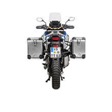 Комплект: бічні алюмінієві кофри сріблясті Zega Pro + чорні стелажі Touratech для Honda CRF1100L Africa Twin (22-)/ Adventure Sports (38+45L)