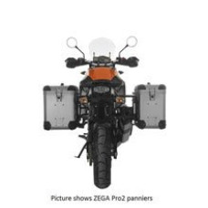 Комплект: бічні алюмінієві кофри сріблясті Zega Pro + чорні стійки Touratech KTM 1050 Adventure/ 1090 Adventure/ 1290 Super Adventure (-20)/1190 Adventure/R (38+45L)