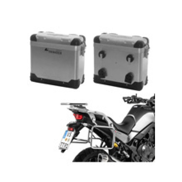 Комплект: бічні алюмінієві кофри сріблясті Zega Pro + кріплення Touratech Honda XL 750 Transalp (23-) об'єм: 31+31л