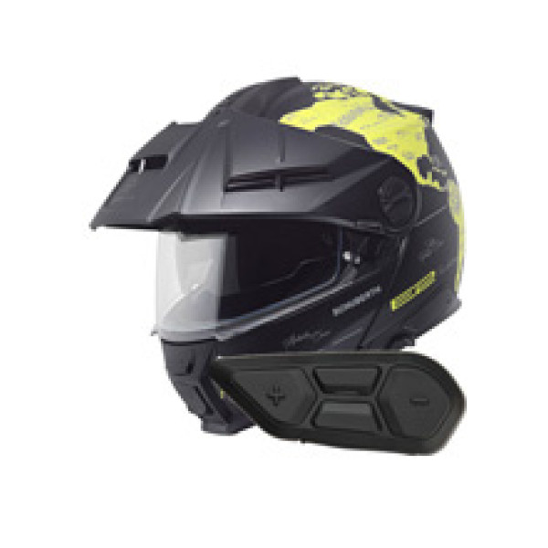 Комплект: шолом з підборіддям Schuberth E2 Atlas чорний-жовтий + спеціалізований мотоінтерком Schuberth SC2