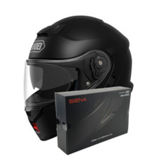Комплект: шолом з щелепою Shoei Neotec 3 чорний матовий + спеціальний мотоінтерком Sena SRL 3