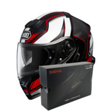 Комплект: шолом з підборіддям Shoei Neotec 3 Grasp TC-5 чорний-білий + спеціалізований мотоінтерком Sena SRL 3