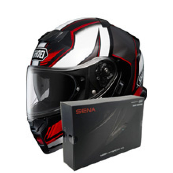 Комплект: шолом з підборіддям Shoei Neotec 3 Grasp TC-5 чорний-білий + спеціалізований мотоінтерком Sena SRL 3