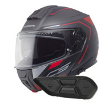 Комплект: шолом щелепний Schuberth C5 Omega чорний-сірий-червоний + спеціалізований мотоциклетний інтерком Schuberth SC2