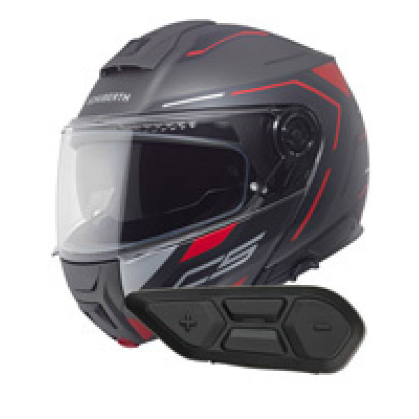 Комплект: шолом щелепний Schuberth C5 Omega чорний-сірий-червоний + спеціалізований мотоциклетний інтерком Schuberth SC2