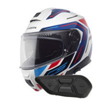 Комплект: шолом щелепний Schuberth C5 Omega біло-синьо-червоний + спеціалізований мотоінтерком Schuberth SC2