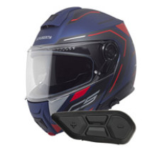 Комплект: шолом щелепний Schuberth C5 Omega синьо-чорно-червоний + спеціальний мотоциклетний інтерком Schuberth SC2