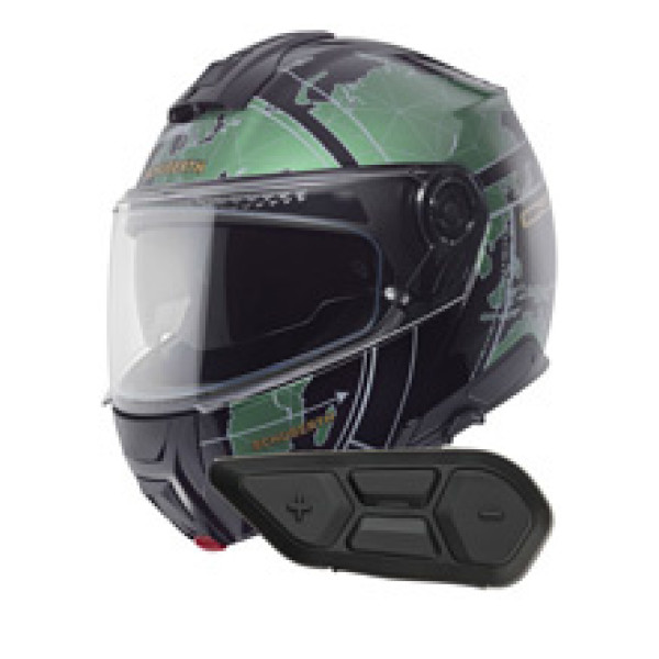 Комплект: шолом з підборіддям Schuberth C5 Globe зелено-чорний + спеціалізований мотоінтерком Schuberth SC2
