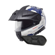 Комплект: шолом щелепний Schuberth E2 Atlas біло-синій + спеціальний мотоінтерком Schuberth SC2