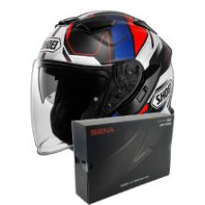 Комплект: відкритий шолом Shoei J-Cruise 3 Whizzy TC-10 + спеціальний мотоциклетний інтерком Sena SRL 3