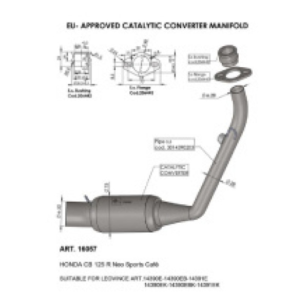 Гомологований колектор LeoVince з каталізатором до Honda CB 125 R 21-22