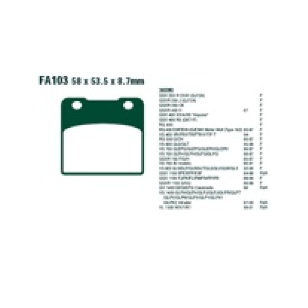 Гальмівні колодки EBC FA103HH 58 x 53.5 x 8.7mm NA перед