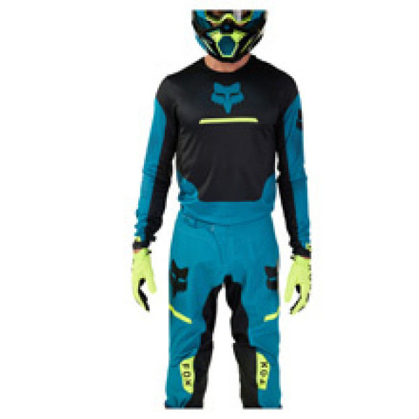 Кросові штани Fox Flexair Optical синьо-чорно-жовті