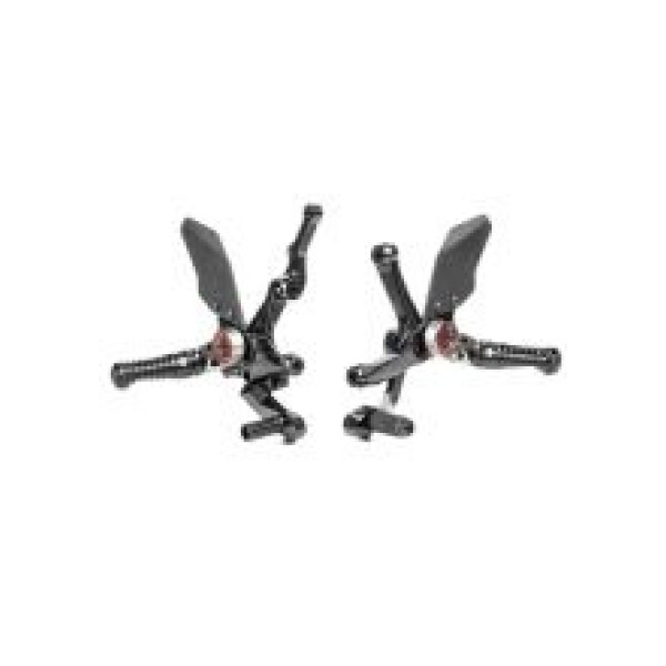 Комплект регульованих підніжків з важелями GILLES MUE2-D03 Ducati Streetfighter V2 955 ABS (22-24) чорний-червоний