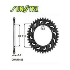 Задня зірочка SUNSTAR 1-4335 45 зубів для HONDA XRV 750AFRICA TWIN 93-02