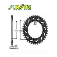 Задня зірочка SUNSTAR 1-3619 49 зубів для KAWASAKI KX250 92-06, KLX650 R 93-96