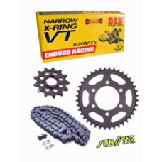KTM EXC125/250/300/360/380/400/450/500/525/EXC-F250/GS250/MX200/SMR525/SX250/360/380/450/500/525/SX-F350/450/XC300 комплект приводу DID520 VT2 ENDURO RACING X-RING (ланцюг X-ring вузький, суперпосилений) зірочки SUNSTAR