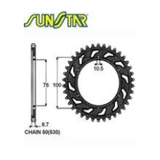 Зубчастий вінчик SUNSTAR 1-5226 42 зуба до SUZUKI GSX-R 1100W 93-94, GSX-R 750 92-95, GSX 750 INAZUMA 97-03