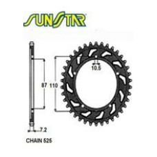 Задня зірочка SUNSTAR 1-4386 44 зуба для SUZUKI SV 650S 99-09