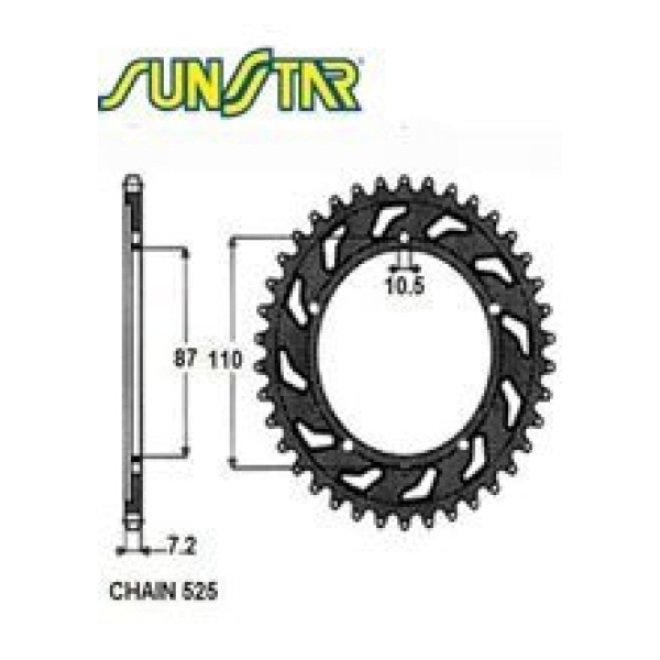 Задня зірочка SUNSTAR 1-4386 44 зуба для SUZUKI SV 650S 99-09