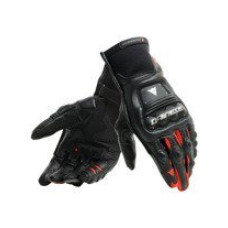 Кожані мотоциклетні рукавички Dainese Steel-Pro в чорному-флюо червоному