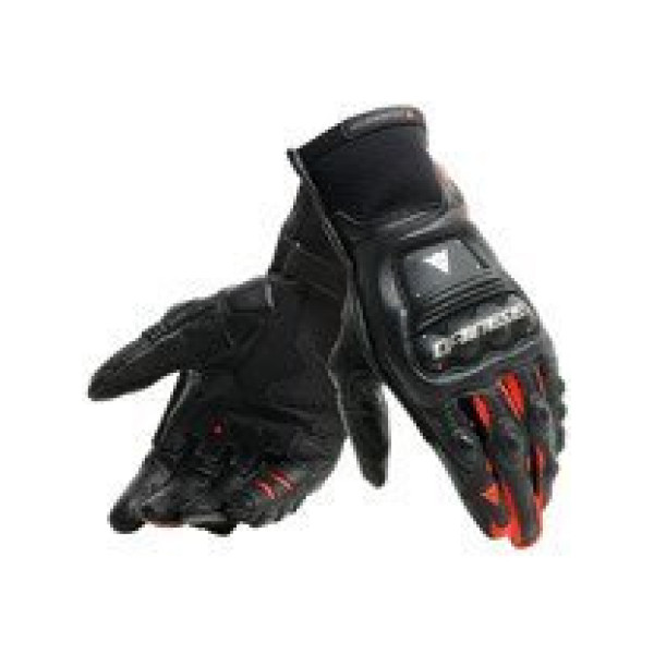 Кожані мотоциклетні рукавички Dainese Steel-Pro в чорному-флюо червоному