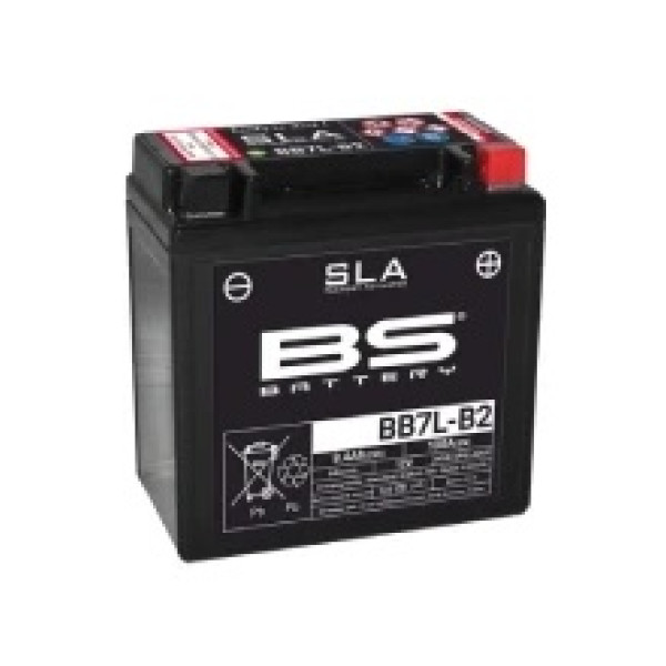 Мотоцикловий акумулятор BS Battery BB7L-B2 AGM залитий, без обслуговування 12V, 8AH