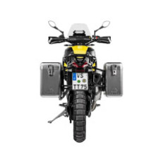 Комплект: бічні кофри сріблясті Zega Mundo + чорні стелажі Touratech Aprilia Tuareg 660 (21-) об'єм: 31+38л