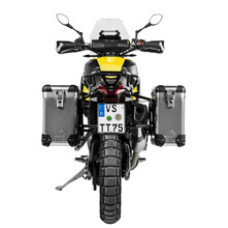 Комплект: бічні алюмінієві кофри сріблясті Zega Pro + чорні стелажі Touratech Aprilia Tuareg 660 (21-) об'єм: 31+38л
