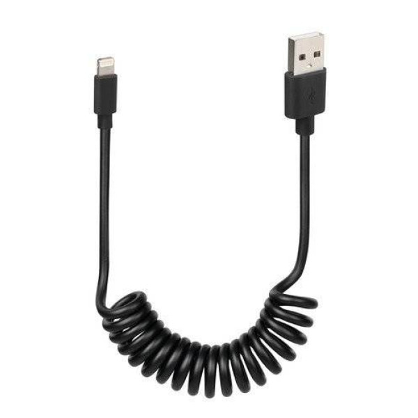 Кабель спіральний Usb Apple 8 Pin 100 см чорний марки Lampa