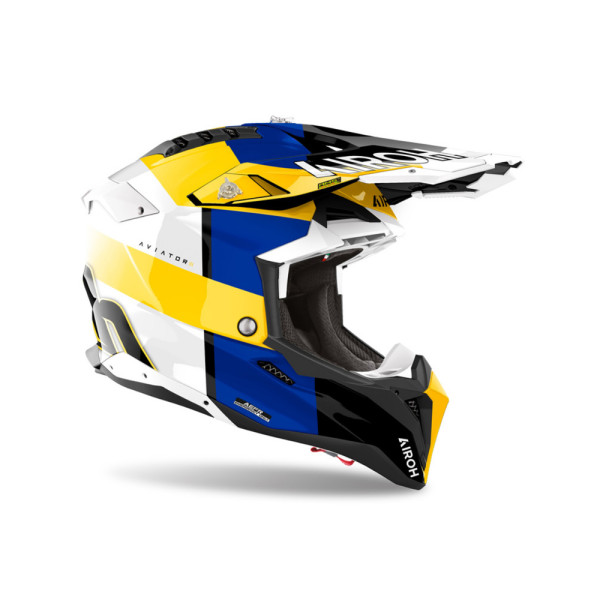 Каска ендуро Airoh Aviator 3 Monarch синьо-жовта