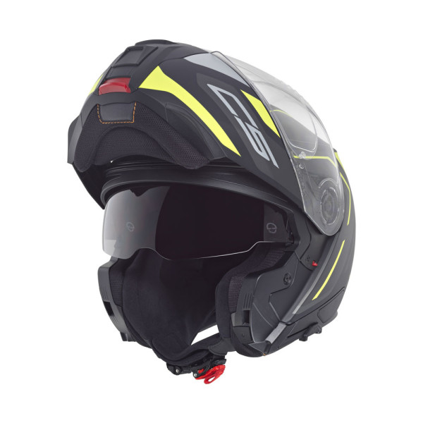 Комплект: шолом щелепний Schuberth C5 Omega чорний-біло-жовтий + спеціалізований мотоінтерком Schuberth SC2