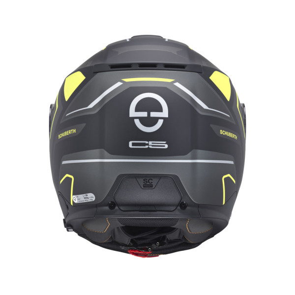 Комплект: шолом щелепний Schuberth C5 Omega чорний-біло-жовтий + спеціалізований мотоінтерком Schuberth SC2