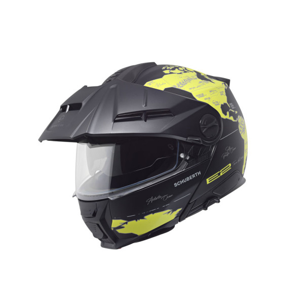 Комплект: шолом з підборіддям Schuberth E2 Atlas чорний-жовтий + спеціалізований мотоінтерком Schuberth SC2