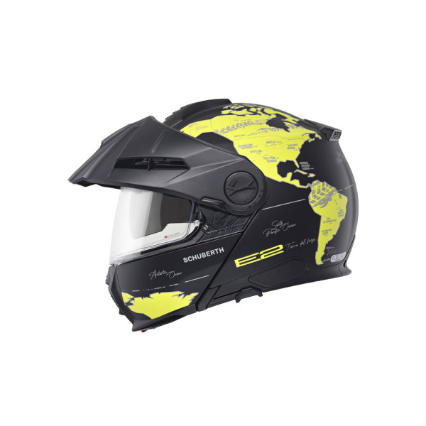 Комплект: шолом з підборіддям Schuberth E2 Atlas чорний-жовтий + спеціалізований мотоінтерком Schuberth SC2