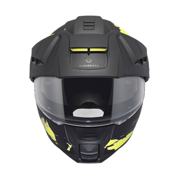 Комплект: шолом з підборіддям Schuberth E2 Atlas чорний-жовтий + спеціалізований мотоінтерком Schuberth SC2