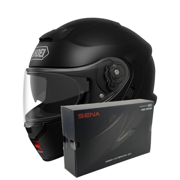 Комплект: шолом з щелепою Shoei Neotec 3 чорний матовий + спеціальний мотоінтерком Sena SRL 3