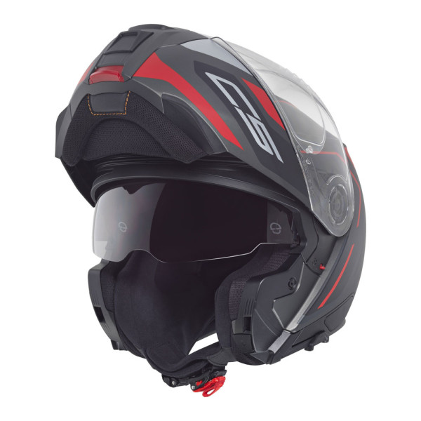 Комплект: шолом щелепний Schuberth C5 Omega чорний-сірий-червоний + спеціалізований мотоциклетний інтерком Schuberth SC2