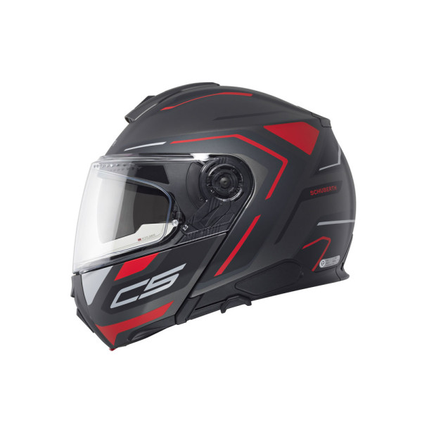 Комплект: шолом щелепний Schuberth C5 Omega чорний-сірий-червоний + спеціалізований мотоциклетний інтерком Schuberth SC2