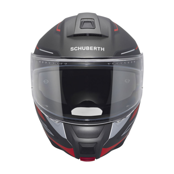 Комплект: шолом щелепний Schuberth C5 Omega чорний-сірий-червоний + спеціалізований мотоциклетний інтерком Schuberth SC2